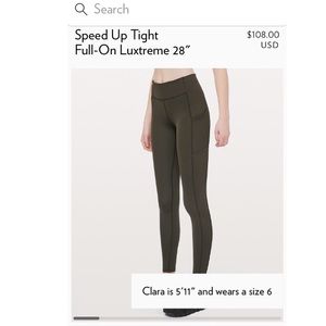 Size 10 Dark Green Lululemon Leggings